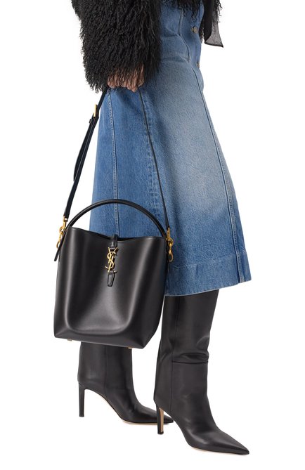 Женская сумка le 37 SAINT LAURENT черного цвета, арт. 742828/2R20W | Фото 2 (Материал: Натуральная кожа; Материал сплава: Проставлено; Драгоценные камни: Проставлено; Размер: medium)