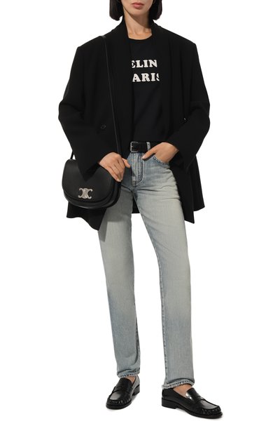 Хлопковая футболка CELINE черного цвета по цене 68950 руб., арт. 2X885/671Q, фото 2 Хлопковая футболка CELINE, арт. 2X885/671Q, фото 2