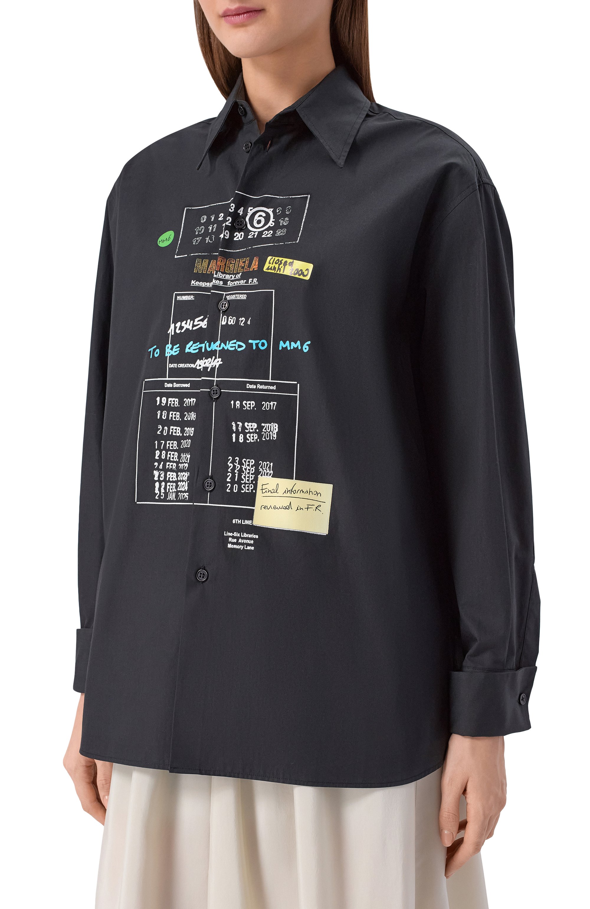 Хлопковая рубашка MM6 черного цвета по цене 99050 руб., арт. S52DL0237/M35480, фото 3 Хлопковая рубашка MM6, арт. S52DL0237/M35480, фото 3