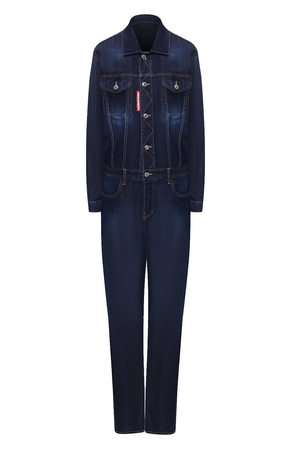 Джинсовый комбинезон DSQUARED2 синего цвета по цене 54650 руб., арт. S75FP0068/S30341, фото 1 Джинсовый комбинезон DSQUARED2, арт. S75FP0068/S30341, фото 1
