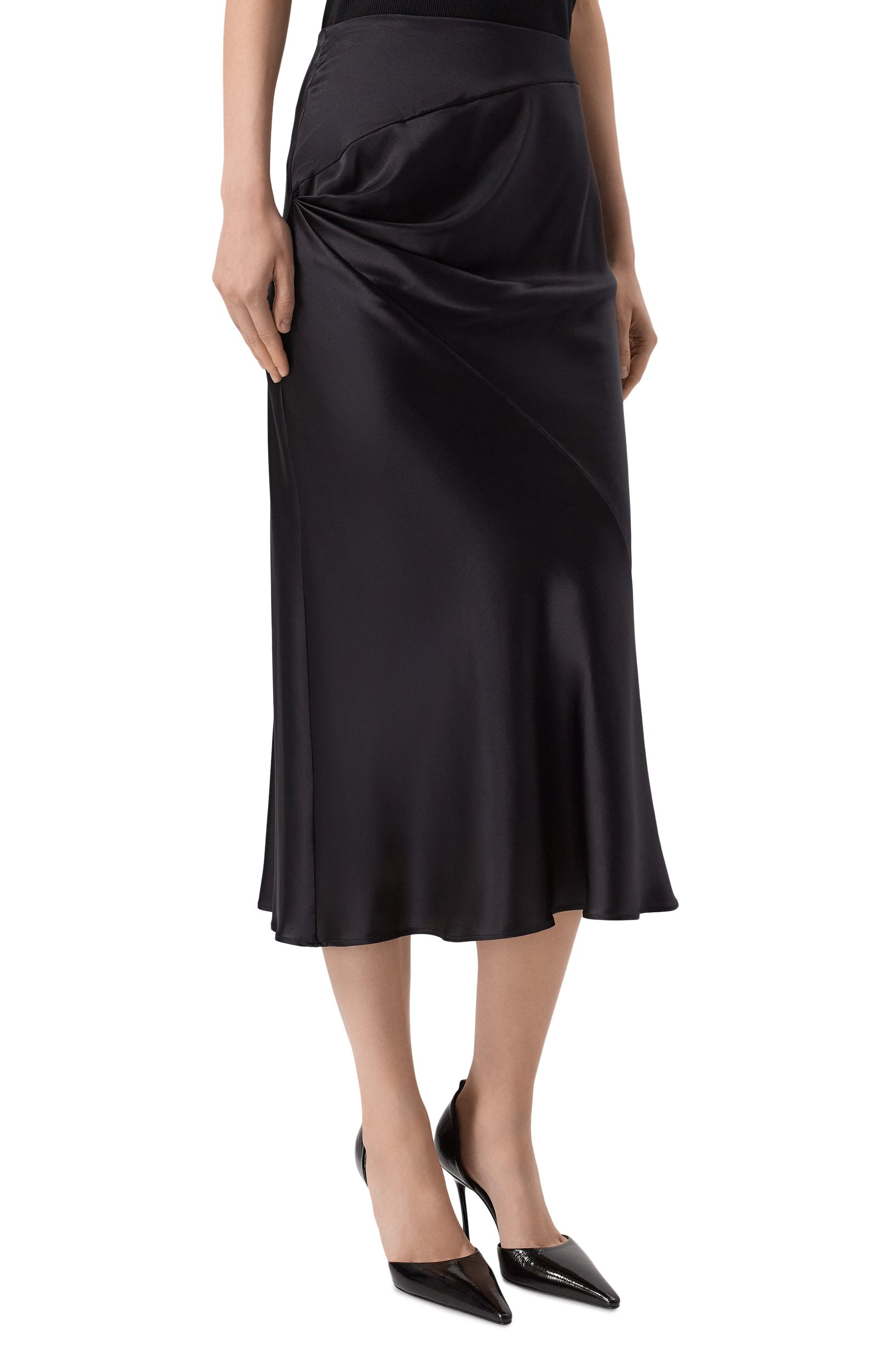 Шелковая юбка NINA RICCI черного цвета по цене 98700 руб., арт. 26ACJU017/SE1415, фото 3 Шелковая юбка NINA RICCI, арт. 26ACJU017/SE1415, фото 3