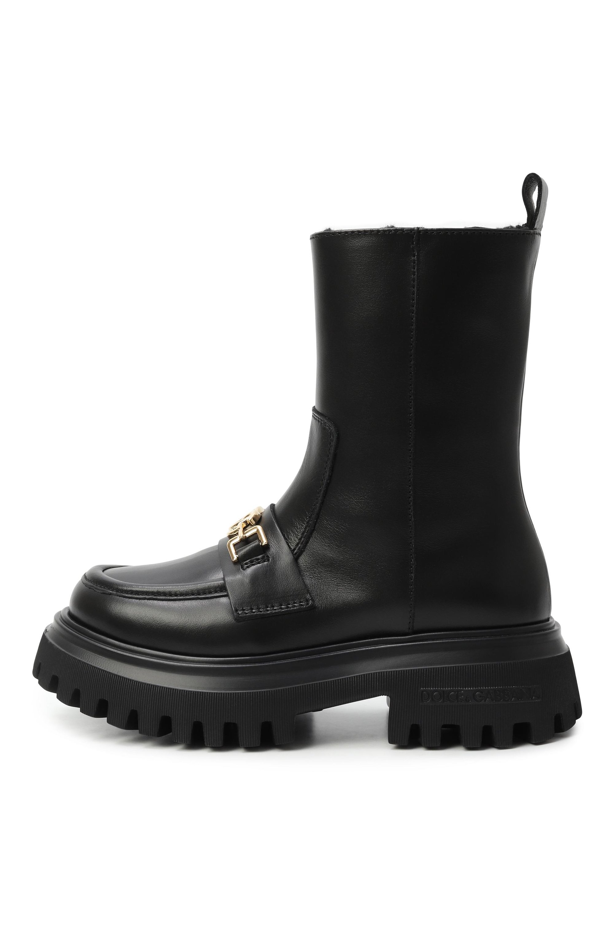 Кожаные ботинки DOLCE & GABBANA черного цвета по цене 79950 руб., арт. D11328/A0227, фото 2 Кожаные ботинки DOLCE & GABBANA, арт. D11328/A0227, фото 2