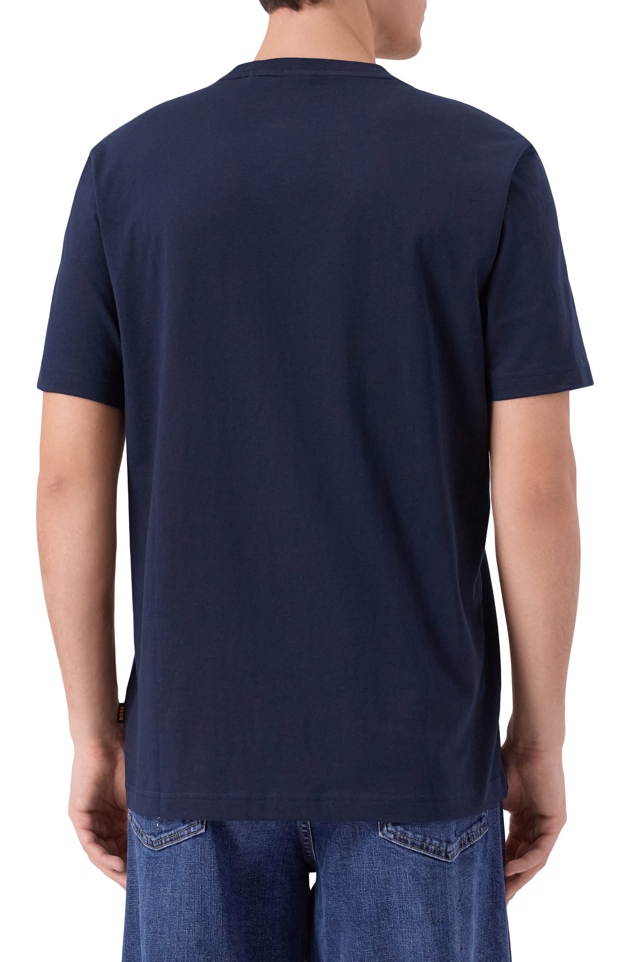 Хлопковая футболка BOSS ORANGE темно-синего цвета по цене 8295 руб., арт. 50554615, фото 4 Хлопковая футболка BOSS ORANGE, арт. 50554615, фото 4