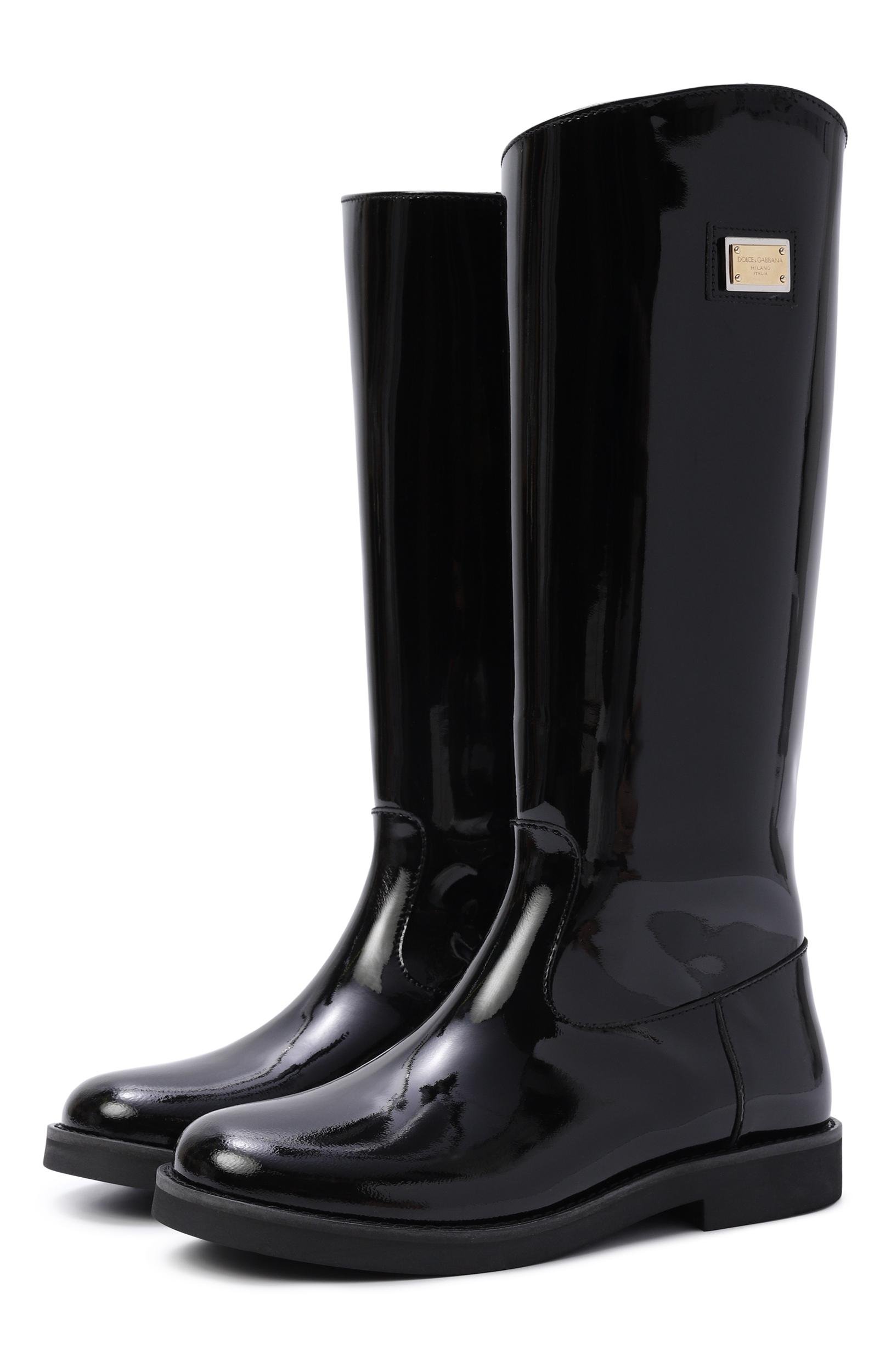 Кожаные сапоги DOLCE & GABBANA черного цвета по цене 84200 руб., арт. D11431/A1067, фото 1 Кожаные сапоги DOLCE & GABBANA, арт. D11431/A1067, фото 1