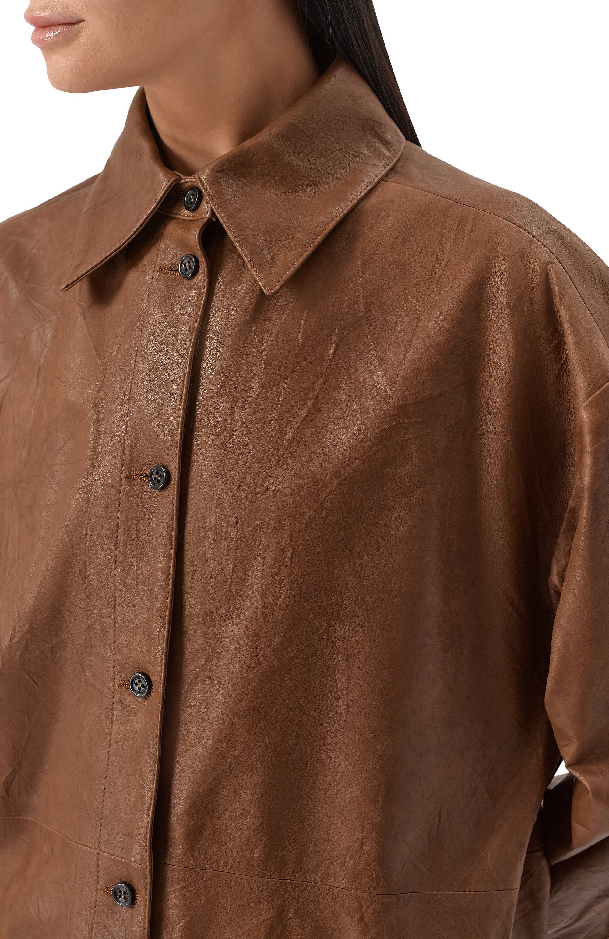 Кожаная рубашка ARMARIUM коричневого цвета по цене 334000 руб., арт. ARMFWSH04/LE09, фото 5 Кожаная рубашка ARMARIUM, арт. ARMFWSH04/LE09, фото 5
