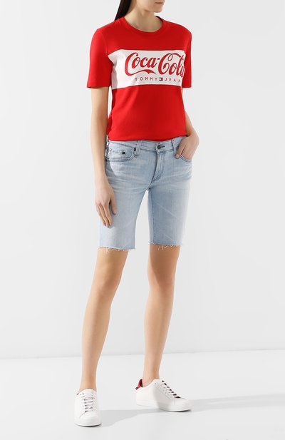 Хлопковая футболка TOMMY HILFIGER красного цвета по цене 4990 руб., арт. DW0DW06931, фото 2 Хлопковая футболка TOMMY HILFIGER, арт. DW0DW06931, фото 2