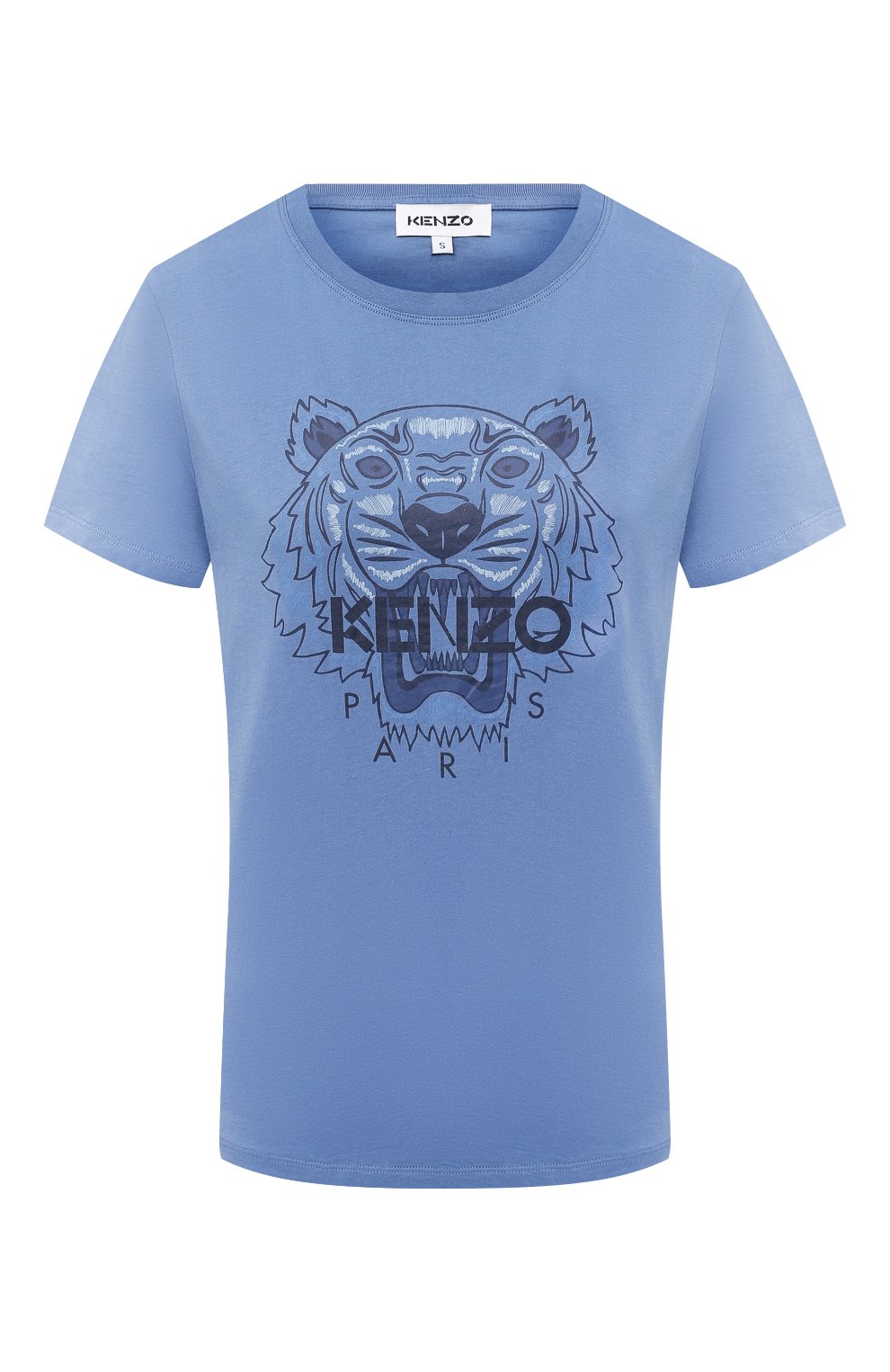 Хлопковая футболка KENZO синего цвета по цене 10900 руб., арт. FA62TS8464YB, фото 1 Хлопковая футболка KENZO, арт. FA62TS8464YB, фото 1