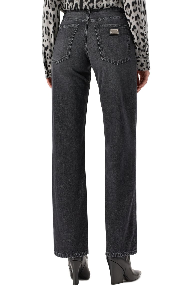 Женские джинсы DOLCE & GABBANA темно-серого цвета, арт. FTC8CD/G8NA4 | Фото 4 (Длина (брюки, джинсы): Удлиненные; Материал внешний: Хлопок, Деним; Силуэт Ж (брюки и джинсы): Прямые; Кросс-КТ: Деним; Детали: Делаве; Стили: Кэжуэл; Автоматизация ТО: Проставлено; Автоматизация состава: Проставлено; Размерность: Идёт в размер)