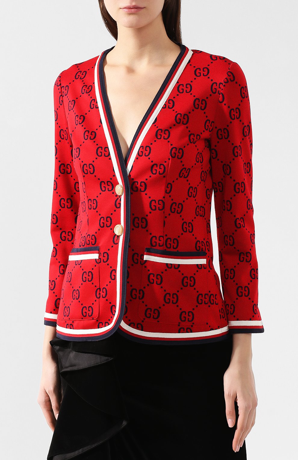 Хлопковый кардиган GUCCI красного цвета по цене 142500 руб., арт. 558039/XJAEA, фото 3 Хлопковый кардиган GUCCI, арт. 558039/XJAEA, фото 3