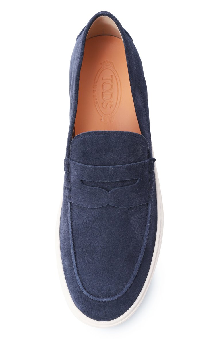Мужские замшевые пенни-лоферы TOD’S темно-синего цвета, арт. XXM04L00640RE0 | Фото 6 (Нос: Не проставлено; Материал внешний: Натуральная кожа, Замша; Материал внутренний: Натуральная кожа; Стили: Кэжуэл)