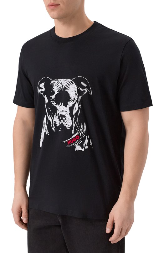 Хлопковая футболка HUGO 50553779 Чёрный  50553779 Фото 3