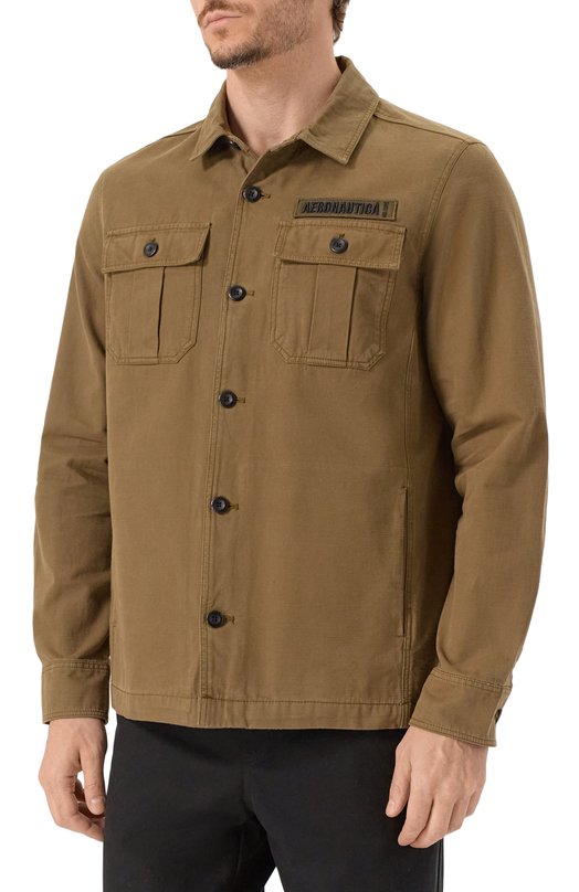 Хлопковая рубашка Aeronautica Militare AC0036UCT04233 Хаки  AC0036UCT04233 Фото 3