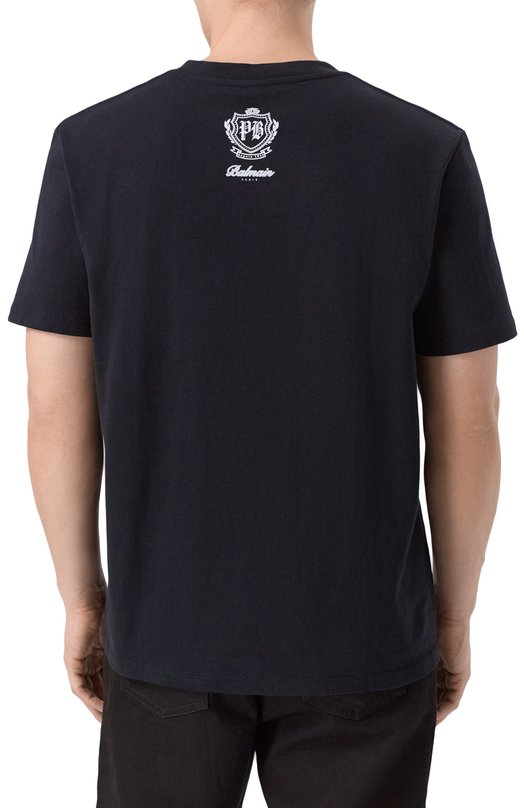 Хлопковая футболка Balmain FH0EG000/GF30 Чёрный  FH0EG000/GF30 Фото 4