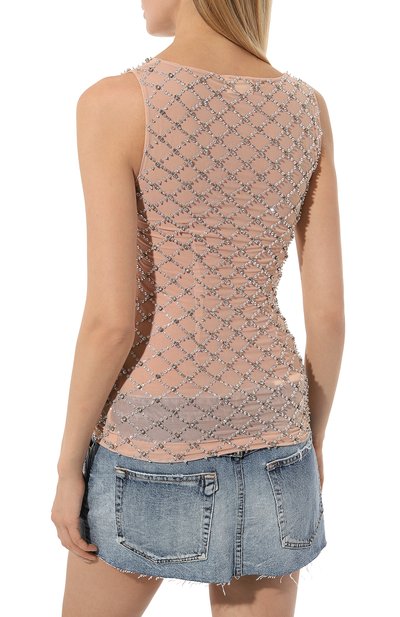 Топ с отделкой стразами P.A.R.O.S.H. бежевого цвета по цене 48600 руб., арт. GLACE-D311506, фото 4 Топ с отделкой стразами P.A.R.O.S.H., арт. GLACE-D311506, фото 4