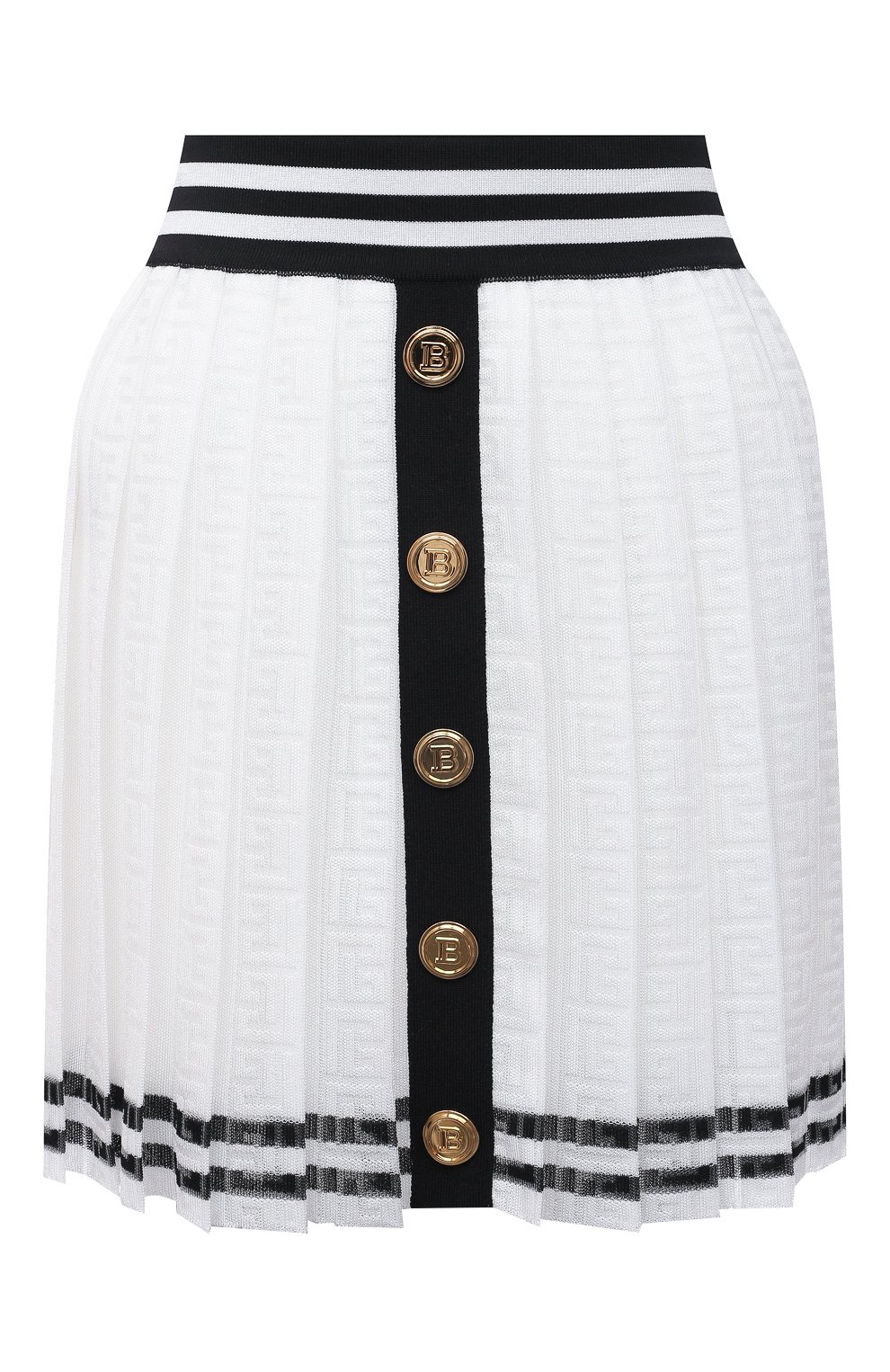 Юбка из вискозы BALMAIN черно-белого цвета по цене 142500 руб., арт. WF1LB216/K249, фото 1 Юбка из вискозы BALMAIN, арт. WF1LB216/K249, фото 1
