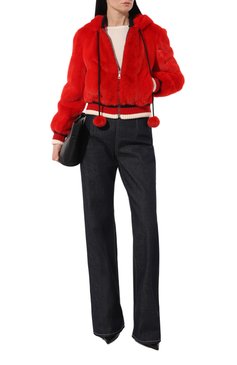 Женский бомбер из меха норки GUCCI красного цвета, арт. 479131 XW580 | Фото 2 (Длина (верхняя одежда): Короткие; Материал внешний: Шелк, Натуральный мех; Рукава: Длинные; Стили: Гламурный; Кросс-КТ: бомбер, Куртка, Утепленные; Женское Кросс-КТ: Мех)