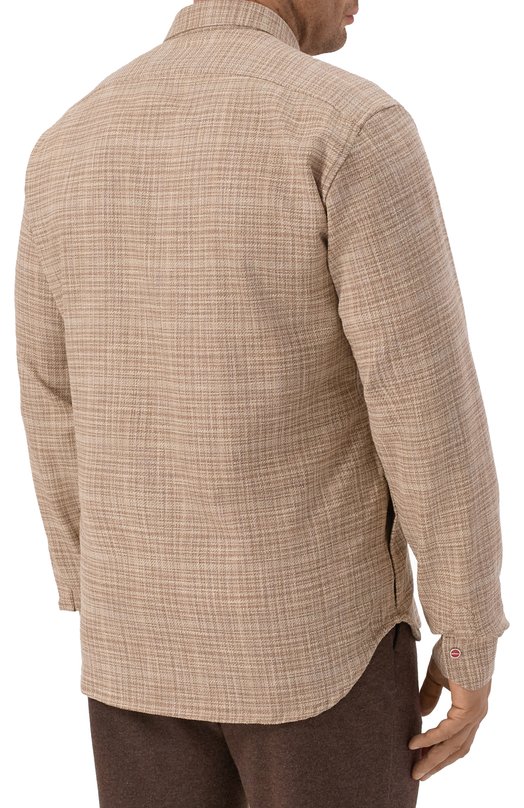 Рубашка из шерсти и шелка Kiton UMCPETEK0617E18_001 Бежевый  UMCPETEK0617E18_001 Фото 4