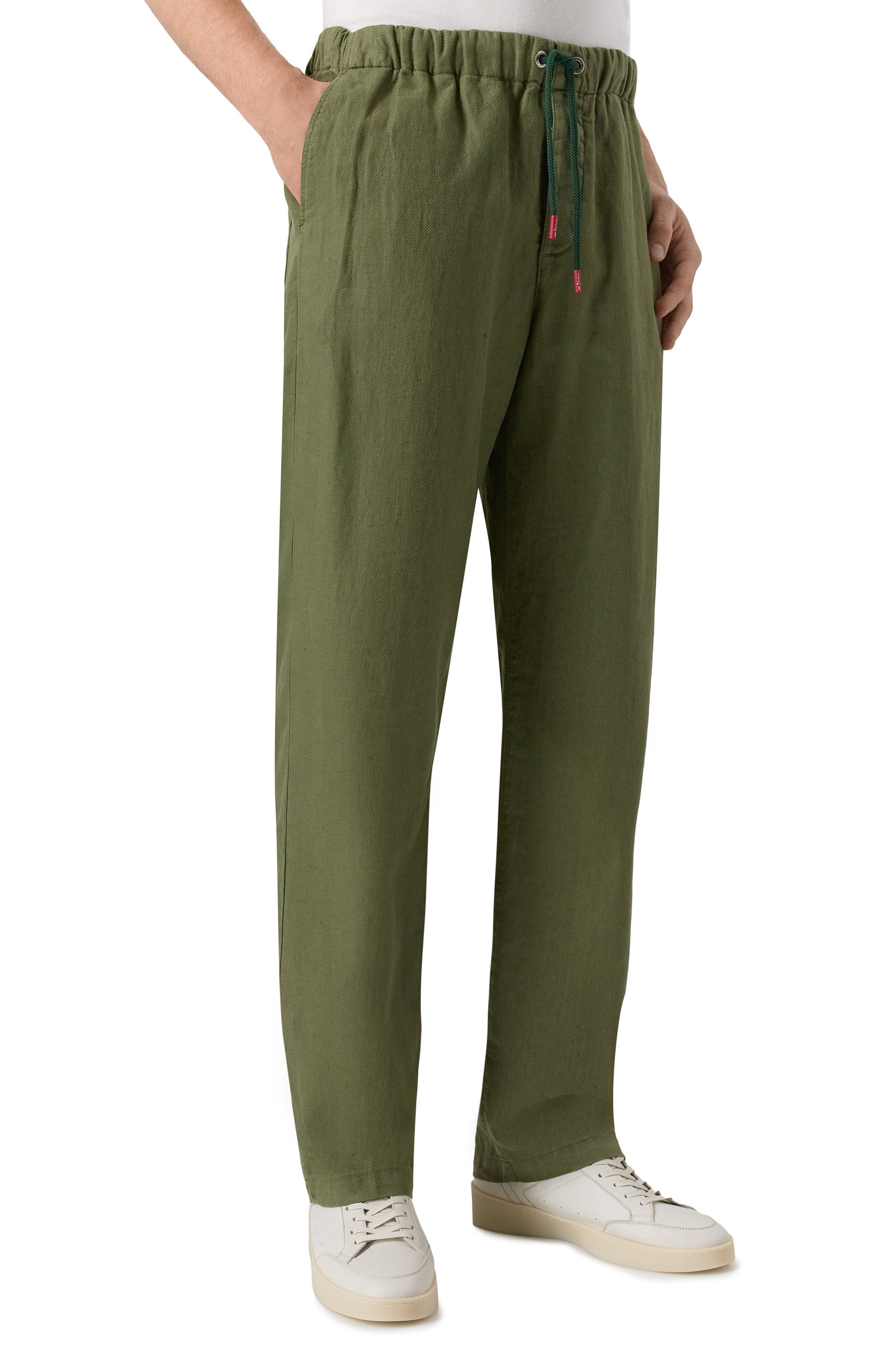 Брюки изо льна и хлопка KITON хаки цвета по цене 185000 руб., арт. UPR003LK0636F08, фото 3 Брюки изо льна и хлопка KITON, арт. UPR003LK0636F08, фото 3