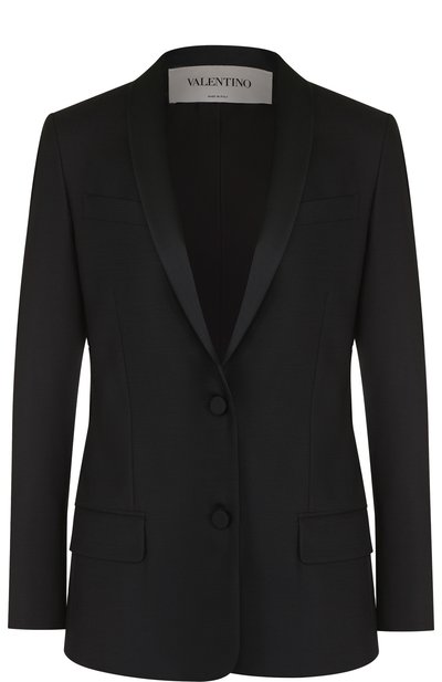 Женский однотонный жакет из смеси шерсти и шелка VALENTINO, арт. QB2CE1843AR