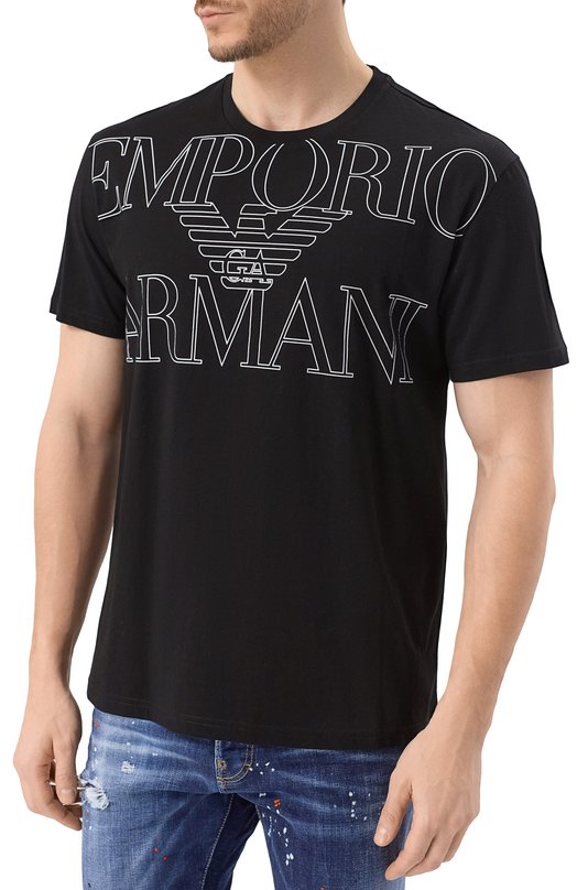 Хлопковая футболка Emporio Armani EM000574/AF12326 Чёрный  EM000574/AF12326 Фото 3