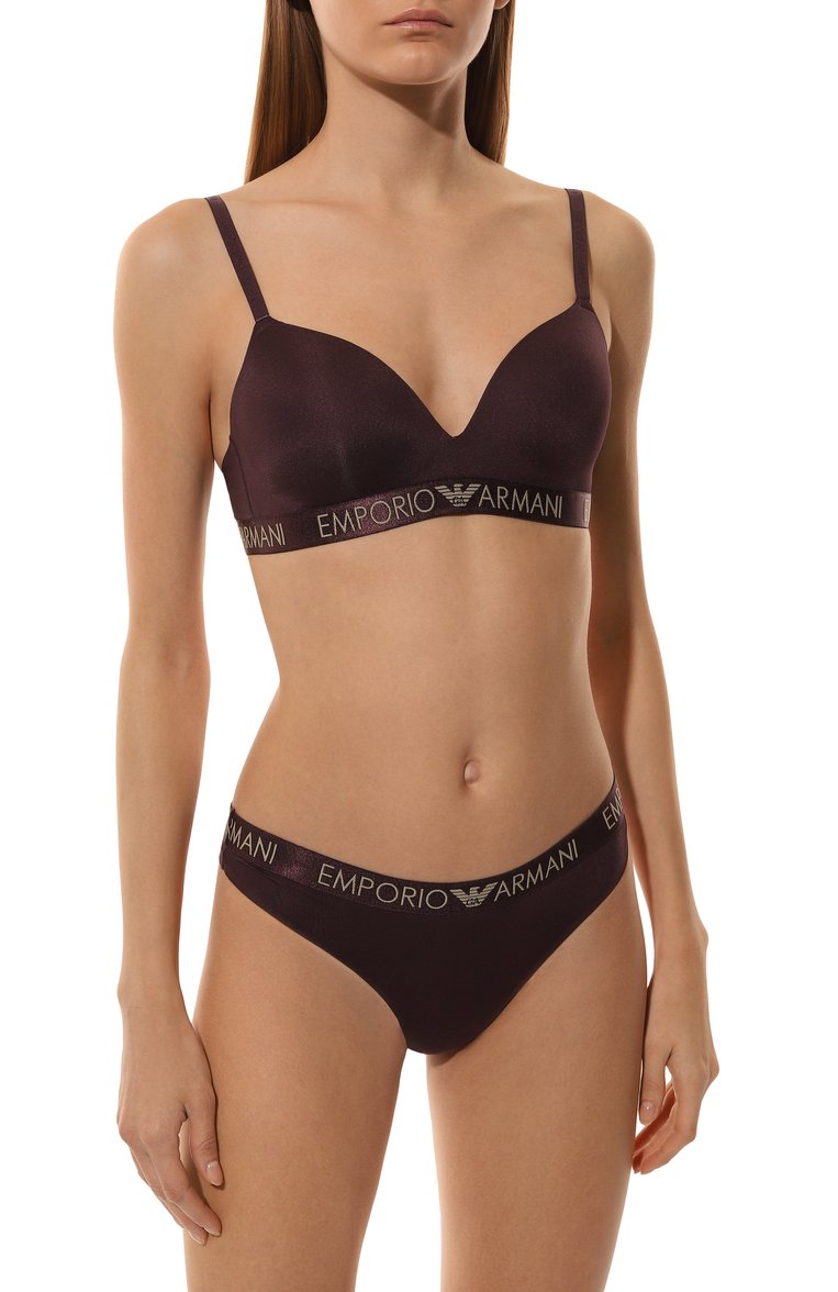 Женские комплект из двух трусов EMPORIO ARMANI бордового цвета, арт. 163333/4F235 | Фото 2 (Нос: Не проставлено; Материал сплава: Проставлено; Материал внешний: Синтетический материал)