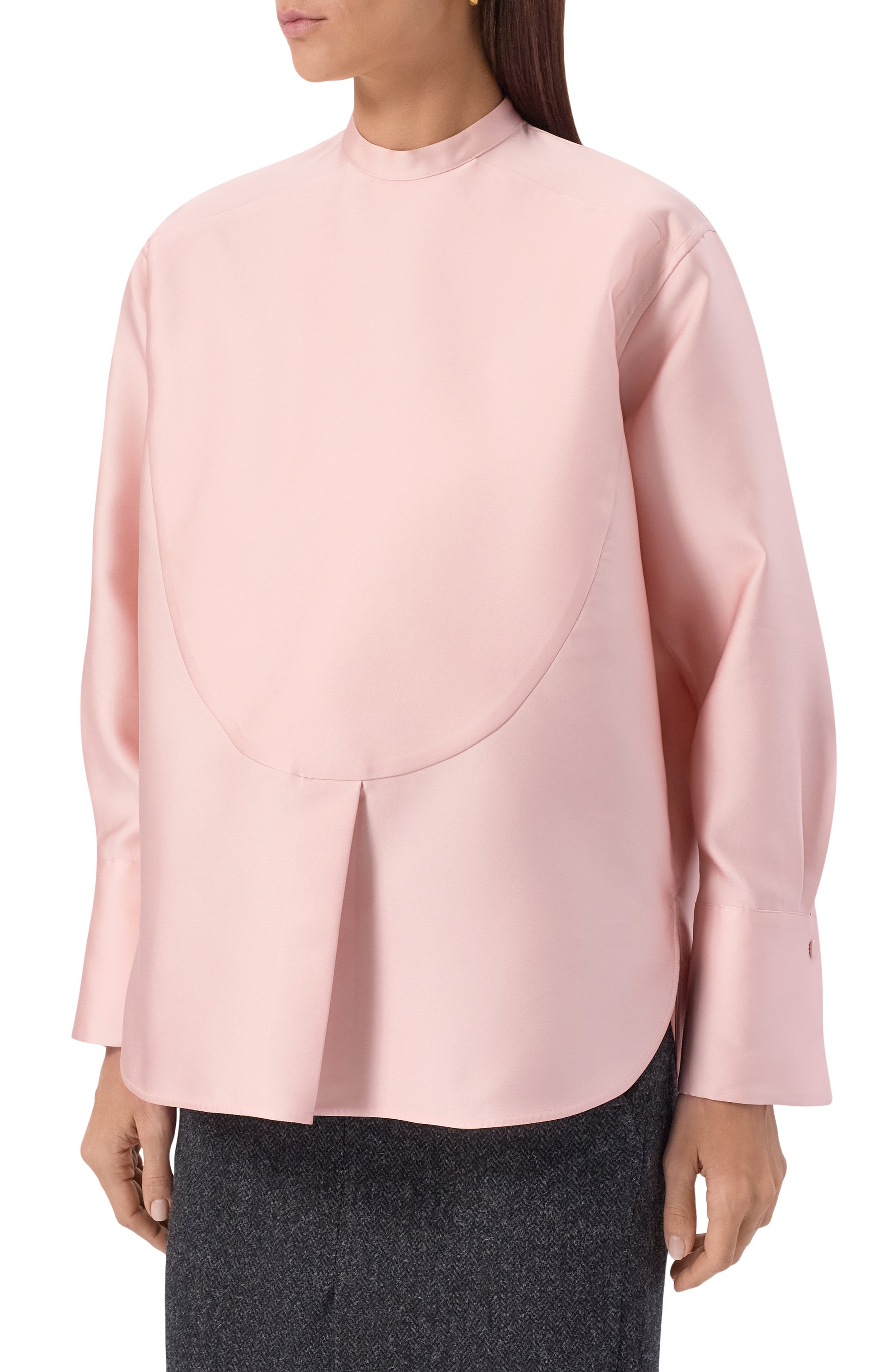 Атласная блузка JIL SANDER светло-розового цвета по цене 241500 руб., арт. J03DL0177/J55099, фото 3 Атласная блузка JIL SANDER, арт. J03DL0177/J55099, фото 3