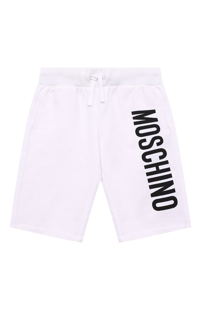 Детские хлопковые шорты MOSCHINO белого цвета, арт. HNQ007/LDA27/4A-8A | Фото 1 (Материал внешний: Хлопок; Случай: Повседневный; Нос: Не проставлено)