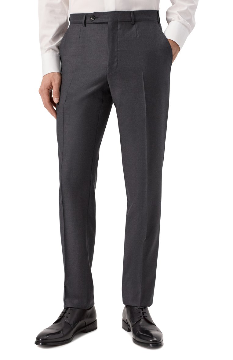 Мужской шерстяной костюм ZEGNA темно-серого цвета, арт. 221225/C22684 | Фото 6 (Материал внешний: Шерсть; Рукава: Длинные; Костюмы М: Однобортный; Стили: Классический)