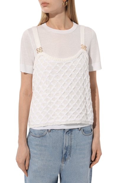 Хлопковый пуловер AND THE BRAND белого цвета по цене 41160 руб., арт. S24-TP029(TS003)-0704-100D, фото 3 Хлопковый пуловер AND THE BRAND, арт. S24-TP029(TS003)-0704-100D, фото 3