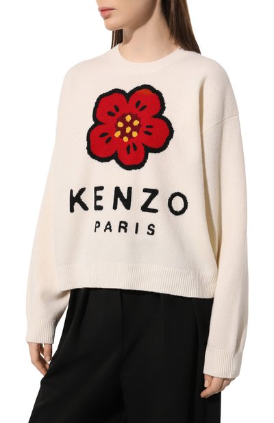 Шерстяной пуловер KENZO кремового цвета по цене 57700 руб., арт. FC62PU3443LD, фото 3 Шерстяной пуловер KENZO, арт. FC62PU3443LD, фото 3