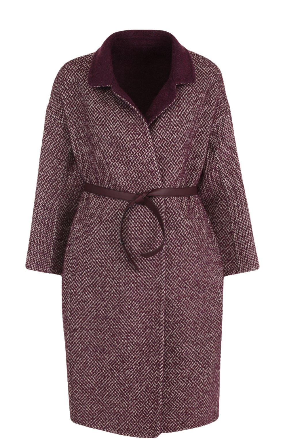 Шерстяное пальто с поясом LORO PIANA бордового цвета по цене 260500 руб., арт. FAG3273, фото 1 Шерстяное пальто с поясом LORO PIANA, арт. FAG3273, фото 1