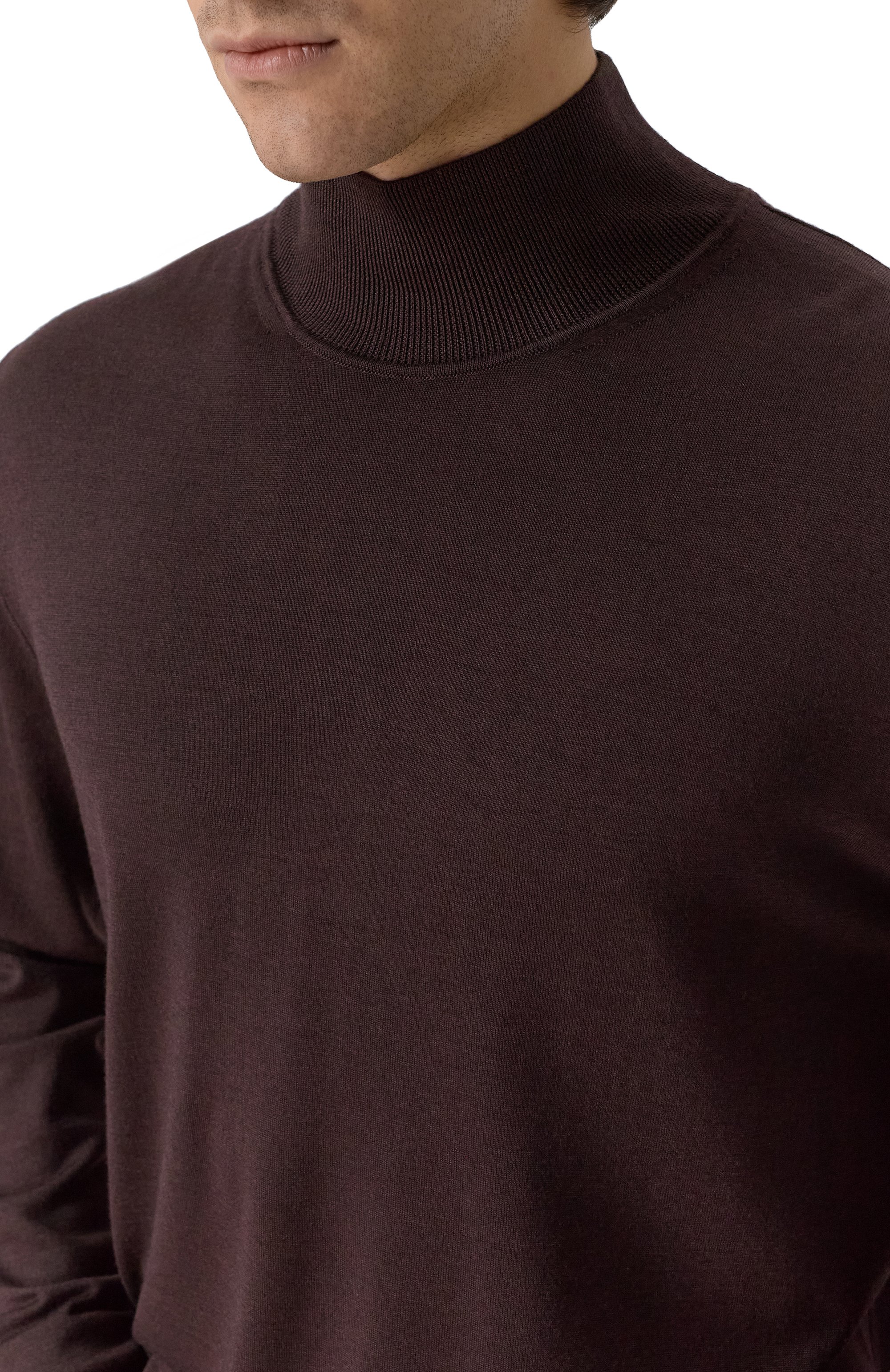Водолазка из шерсти и шелка BOSS темно-коричневого цвета по цене 26950 руб., арт. 50550015, фото 5 Водолазка из шерсти и шелка BOSS, арт. 50550015, фото 5