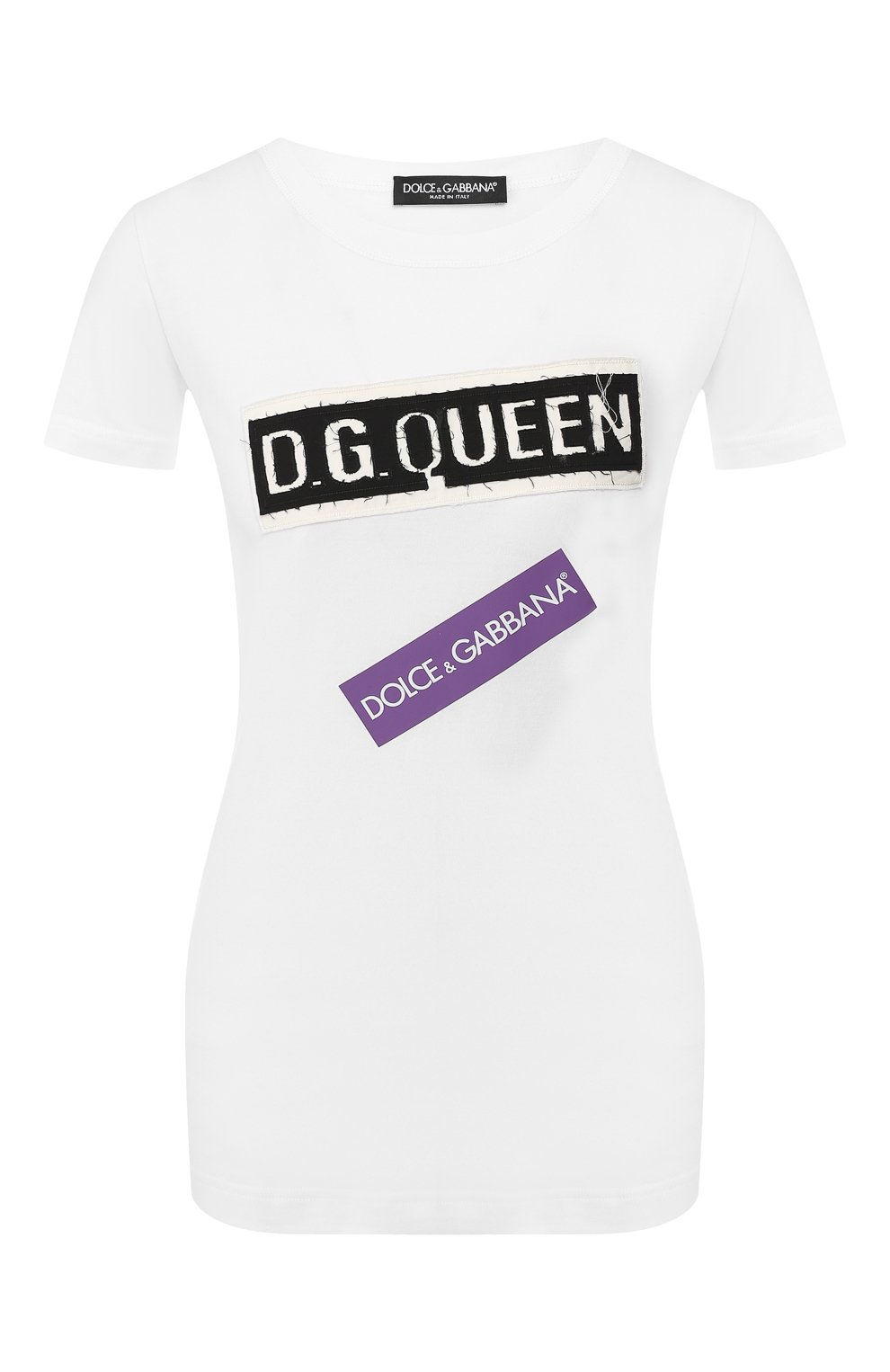 Хлопковая футболка DOLCE & GABBANA белого цвета по цене 43500 руб., арт. F8L20Z/G7RVG, фото 1 Хлопковая футболка DOLCE & GABBANA, арт. F8L20Z/G7RVG, фото 1