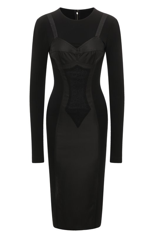 Платье из вискозы и шелка Dolce & Gabbana F6ARFT/FUGKF Чёрный F6ARFT/FUGKF