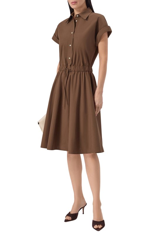 Хлопковое платье Officine Generale S26WDRS102 Коричневый  S26WDRS102 Фото 2