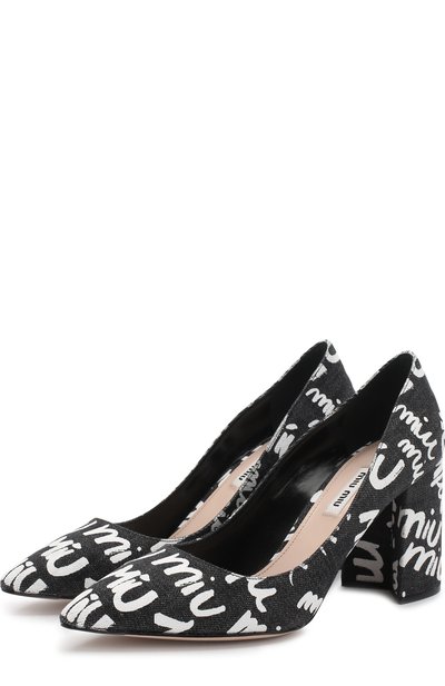 Текстильные туфли с принтом на устойчивом каблуке MIU MIU, арт. 5I124B/3K8B, фото 1