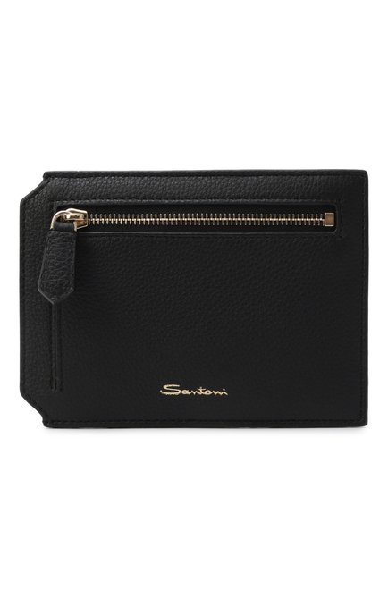 Мужской кожаный футляр для кредитных карт SANTONI черного цвета, арт. DFPGA2694F0-HSIW | Фото 1 (Нос: Не проставлено; Материал сплава: Проставлено; Материал: Натуральная кожа)