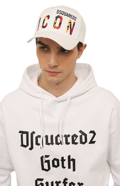 Хлопковая бейсболка icon DSQUARED2 белого цвета по цене 29950 руб., арт. BCM0668 05C00001, фото 2 Хлопковая бейсболка icon DSQUARED2, арт. BCM0668 05C00001, фото 2