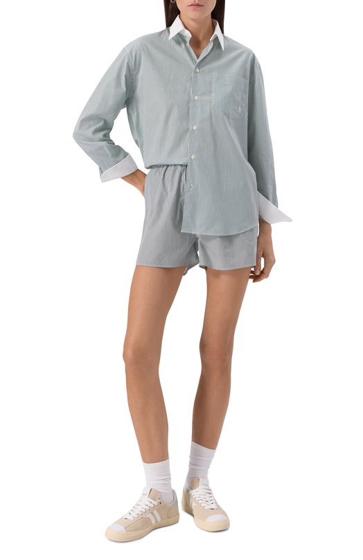 Хлопковые шорты Sporty and Rich SH035606302ST71 Зелёный  SH035606302ST71 Фото 2