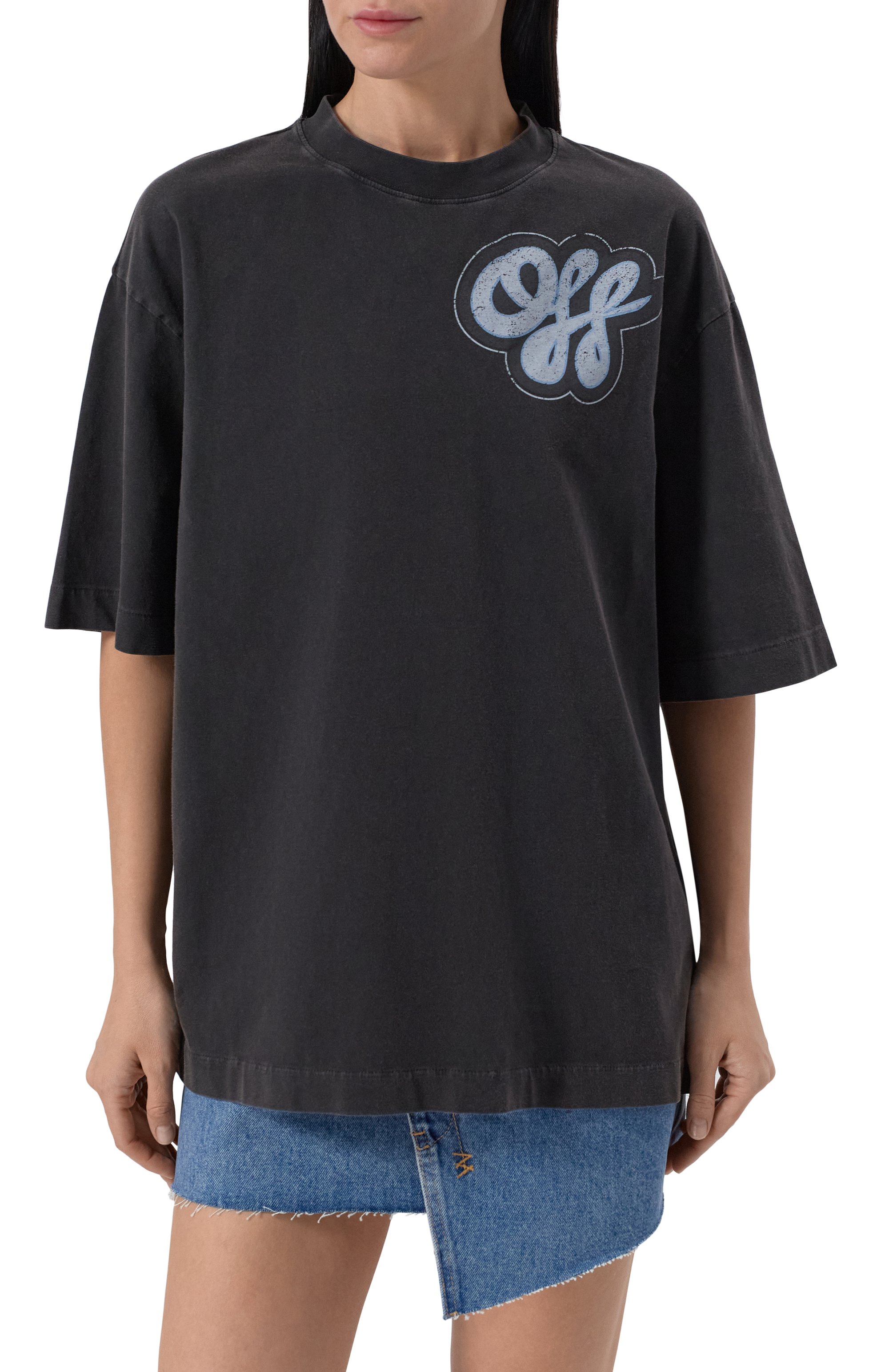 Хлопковая футболка OFF-WHITE черного цвета по цене 49950 руб., арт. 0WAA134S25JER0030742, фото 3 Хлопковая футболка OFF-WHITE, арт. 0WAA134S25JER0030742, фото 3