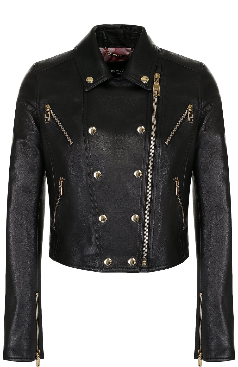 Укороченная кожаная куртка с косой молнией DOLCE & GABBANA, арт. F9829L/FUL89, фото 1