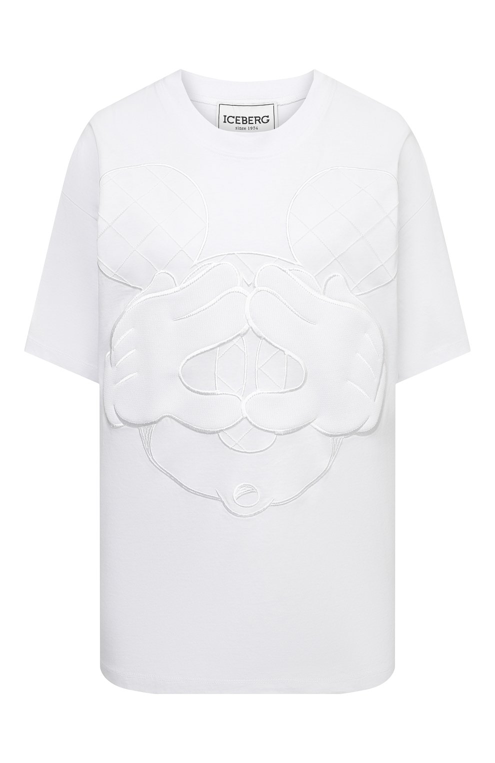 Хлопковая футболка ICEBERG белого цвета по цене 19900 руб., арт. 21E I2P0/F5A2/6301, фото 1 Хлопковая футболка ICEBERG, арт. 21E I2P0/F5A2/6301, фото 1