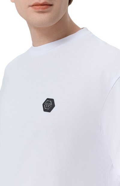 Хлопковый лонгслив PHILIPP PLEIN белого цвета по цене 63300 руб., арт. SAFC MTK8859 PJY002N, фото 5 Хлопковый лонгслив PHILIPP PLEIN, арт. SAFC MTK8859 PJY002N, фото 5