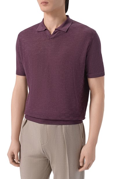 Льняное поло CORNELIANI фиолетового цвета по цене 57650 руб., арт. 27M570/2725135, фото 3 Льняное поло CORNELIANI, арт. 27M570/2725135, фото 3