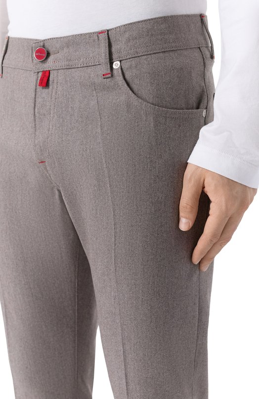 Шерстяные брюки Kiton UPNJSK0171H02 Бежевый  UPNJSK0171H02 Фото 5