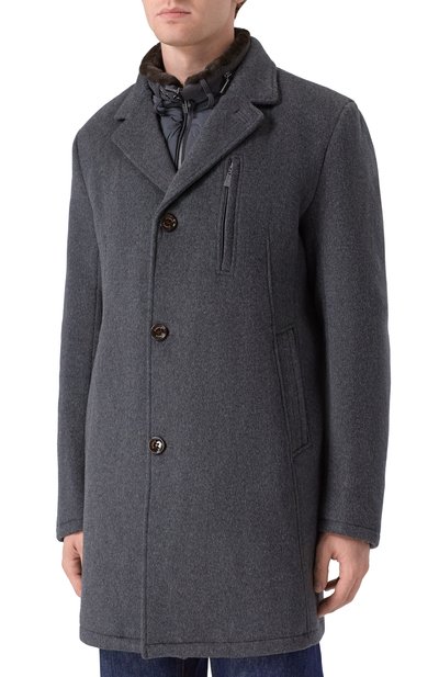 Пальто из шерсти и вискозы GIMO'S темно-серого цвета по цене 153000 руб., арт. 5W20.U.440.605, фото 3 Пальто из шерсти и вискозы GIMO'S, арт. 5W20.U.440.605, фото 3