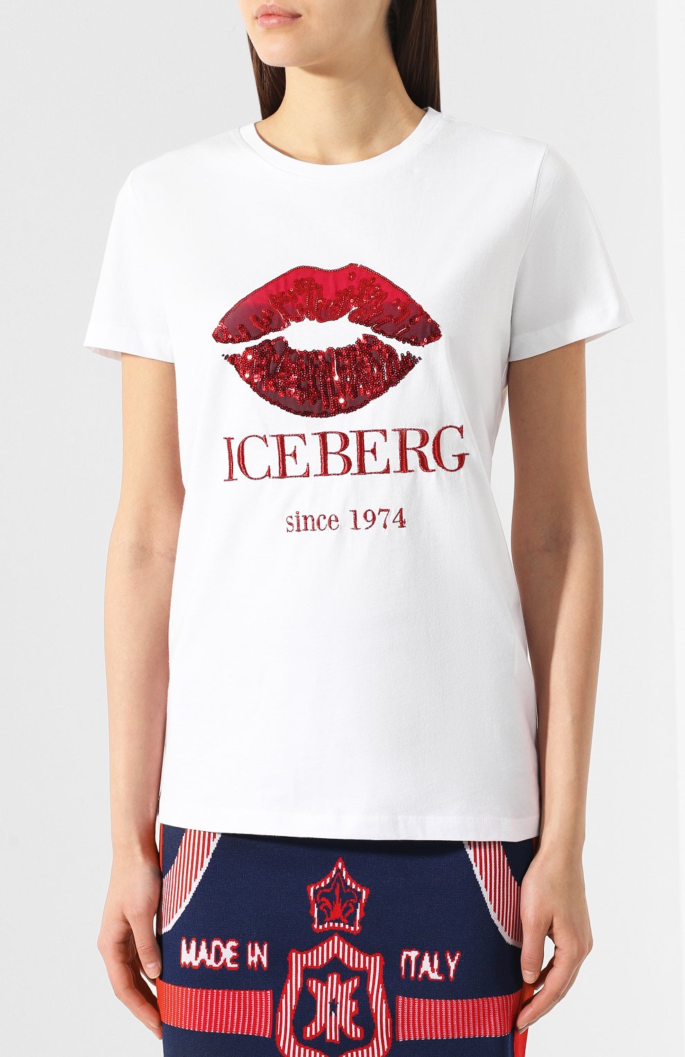 Хлопковая футболка ICEBERG белого цвета по цене 12600 руб., арт. 19E I2P0/F091/6301, фото 3 Хлопковая футболка ICEBERG, арт. 19E I2P0/F091/6301, фото 3