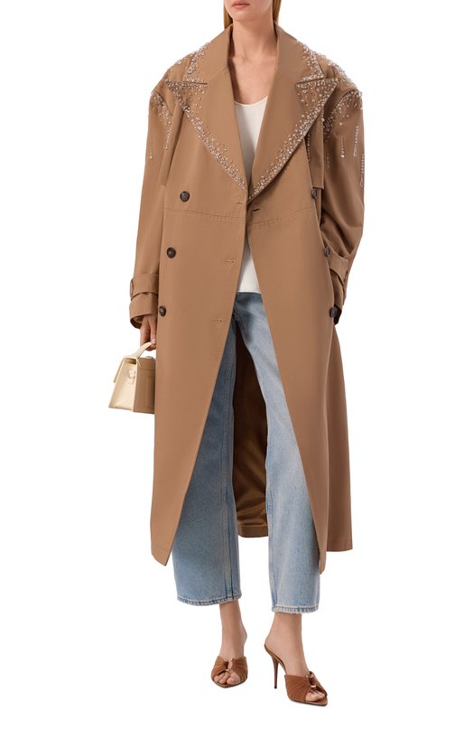 Хлопковый тренч Giuseppe di Morabito 06PSC0031R 16310 Бежевый  06PSC0031R 16310 Фото 2