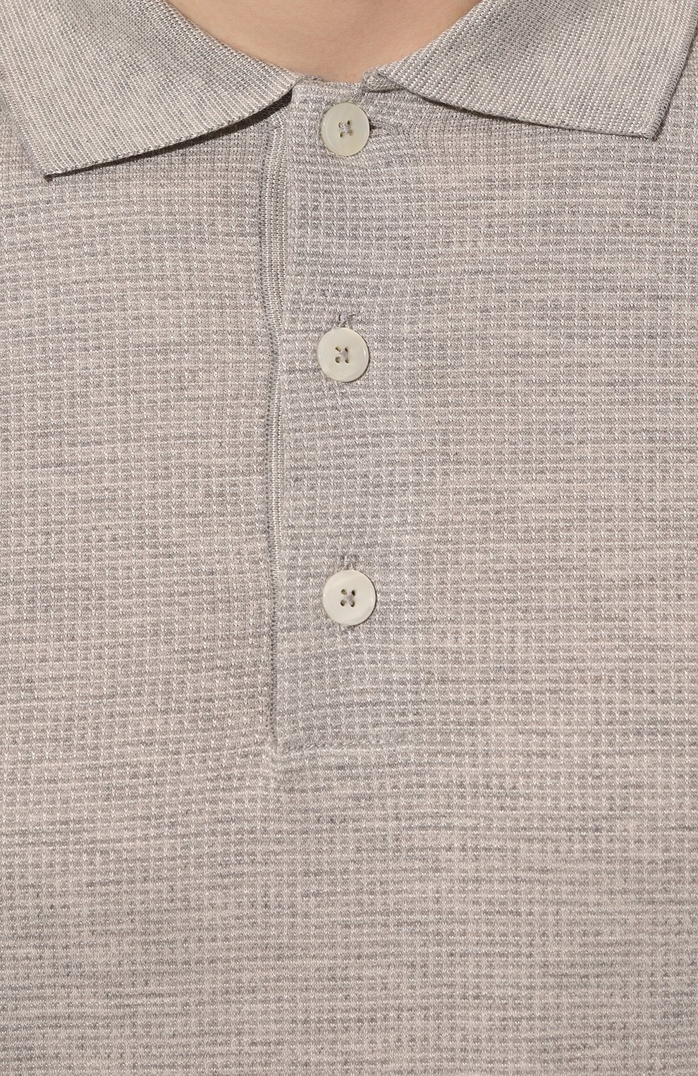 Поло из хлопка и шелка ZEGNA серого цвета по цене 61550 руб., арт. UC381A6/C748, фото 5 Поло из хлопка и шелка ZEGNA, арт. UC381A6/C748, фото 5