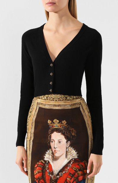 Кашемировый кардиган DOLCE & GABBANA черного цвета по цене 98850 руб., арт. FX472T/JAW0R, фото 3 Кашемировый кардиган DOLCE & GABBANA, арт. FX472T/JAW0R, фото 3